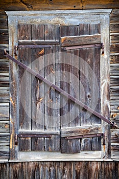 Rustic window of old wooden house