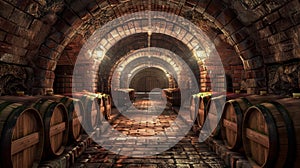 The rustic wine cellar.AI generated image