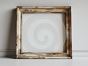 Rustic wood frame mockup against a neutral wall
