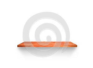 Rustic wood shelf isolated on white background with clipping path. Used for display or montage your products