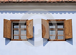 Rustic wood windows