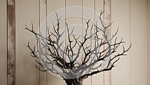 Rustic wooden background with thorny crown.