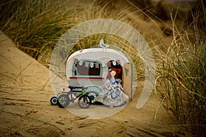 Rustic Wooden Beach Caravan Display