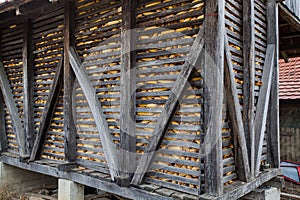 Rustic wooden corn barn