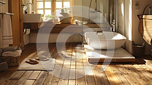 Rustic Wooden Floor Scales for Cozy Bathrooms photo