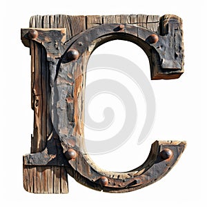Rustic wooden letter C photo