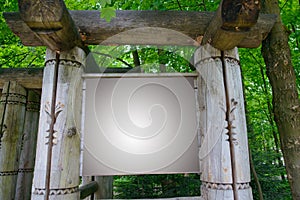 rustic wooden notice board in public park