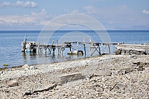 Rustic Wooden Pier over Lake Titicaca on Isla De La Lune.