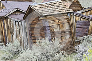 Rustic wooden shacks in Bodie