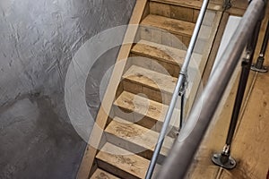 Rustic wooden staircase