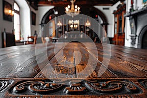Rustic Wooden Table with Plank Board Texture