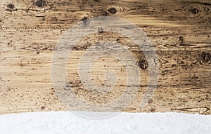 Rustic Wooden Texture, Background With Copy Space, Snow