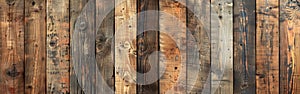 Rustic Wooden Texture Background - Old Brown Wall Table or Parquet Laminate Floor - Bright Light - Panoramic Banner or Seamless