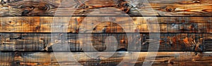 Rustic Wooden Texture Background - Old Brown Wall Table or Parquet Laminate Floor - Bright Light - Panoramic Banner or Seamless