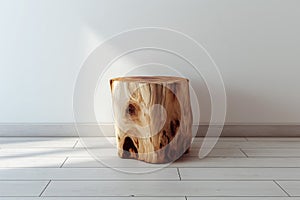 Rustic Wooden Tree Stump Side Table