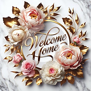 Rustic Wooden Welcome Home Sign with Holly