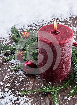 Rustical Candles in the snow photo