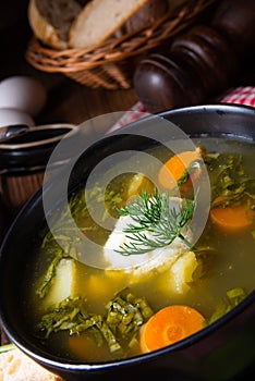 Rustikal Sorrel soup with potatoes and cream