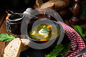 Rustikal Sorrel soup with potatoes and cream