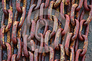 Rusting chains at Falmouth Marina Cornwall UK