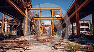 Rusting framework of a forsaken construction site photo