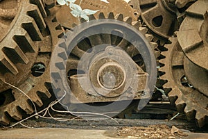Rusting heavy equipment gears