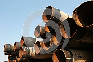 Rusting industrial steel pipes