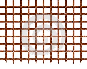 Rust iron gate spiky bottom mesh