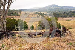 A Rusting Old Truck Chassis In A Country Paddock