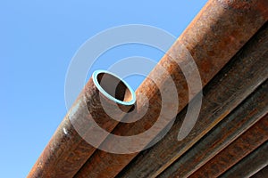 Rusting steel pipes