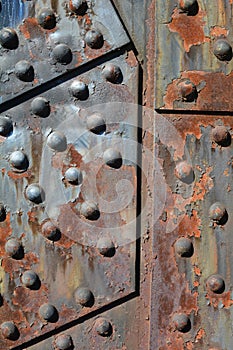 Rusting steel plates on Steel Bridge in Portland, Oregon