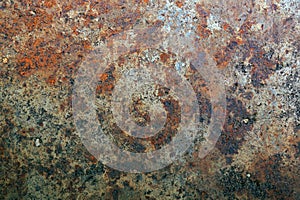 Rusting on the surface of old iron, steel destruction, decay and grunge textured background