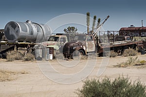 Rusting trucks and other stuff at Cima Station Mojave Preserve