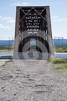 Rusty Abandoned Old Train Trestle Bridge In Newfoundland