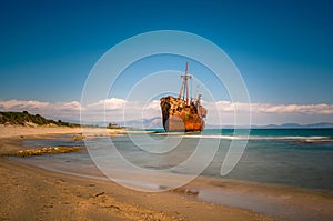 Rusty and abandoned shipwreck