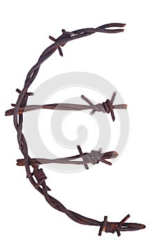 Rusty barbed wire Euro sign