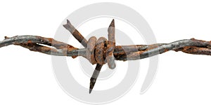 Rusty Barbed wire isolated on a white background