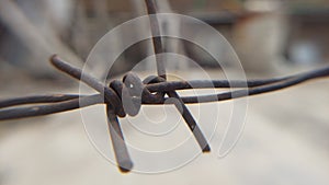 rusty barbed wire macro closeup