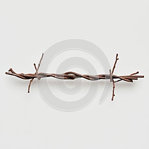 Rusty Barbed Wire on White Background