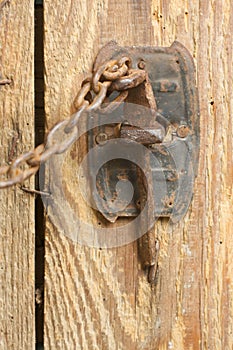 Rusty Barn Door Latch and Chain