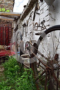 Rusty bike upside down