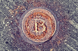 Rusty bitcoin coin