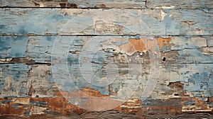 Rusty Blue Peeling Board Wall: Meticulous Detail In Layered Compositions