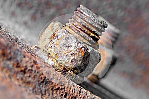 Rusty bolt with nut.