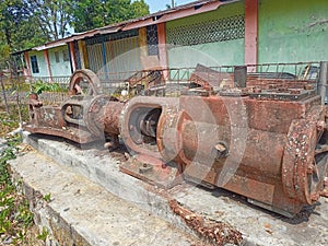 Rusty engine, part of an abandoned train wreck