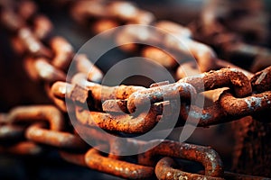 Rusty broken chain. Rust on metal