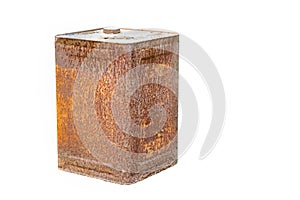 Rusty bucket isolated on white background