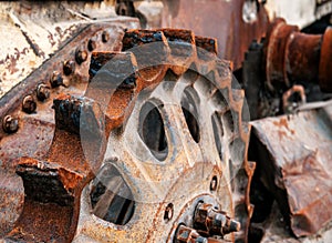 Rusty bulldozer tractor gear