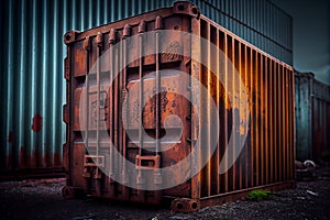 Rusty cargo shipping container