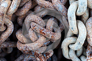 Rusty chain close up in the details